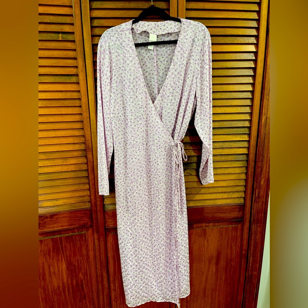 H&M purple floral print wrap dress